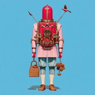 Telephone Sea Index style, Midjourney V7: concept art character design of retropunk steam knight