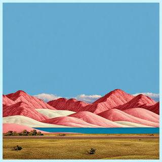 Telephone Sea Index style, Midjourney V7: realistic landscape photograph of quiet dawn