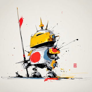 Inkplash Animism style, Midjourney V7: concept art character design of retropunk steam knight