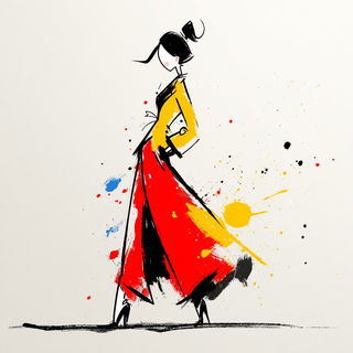 Inkplash Animism style, Midjourney V7: haute-couture fashion outfit