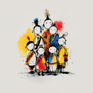 Inkplash Animism style, Midjourney V7: traditional folk art