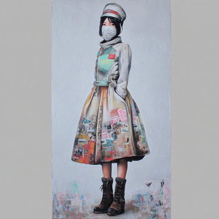 Cloisonnekin style, Midjourney V7: haute-couture fashion outfit