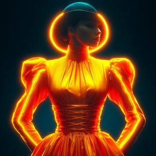 Chromolith Imperium style, Midjourney V7: haute-couture fashion outfit