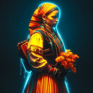 Chromolith Imperium style, Midjourney V7: traditional folk art