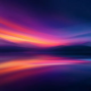 Glowterrain style, Midjourney V7: realistic landscape photograph of quiet dawn