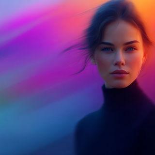 Glowterrain style, Midjourney V7: photographic portrait of female protagonist