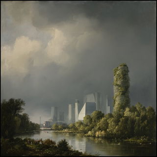 Risobaroque style, Midjourney V7: megacity with futuristic bioarchitecture