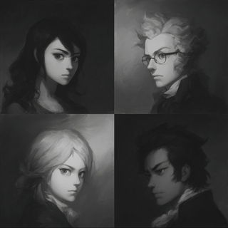 Risobaroque style, Midjourney V7: black-and-white manga comic strip
