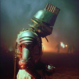 Fogmantle style, Midjourney V7: concept art character design of retropunk steam knight