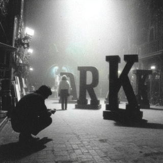Fogmantle style, Midjourney V7: typographic composition with large letters