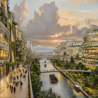 Riverdanse style, Midjourney V7: megacity with futuristic bioarchitecture