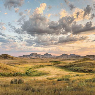 Riverdanse style, Midjourney V7: realistic landscape photograph of quiet dawn