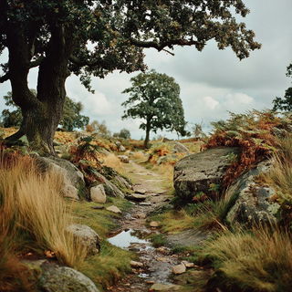 Sunburst Ruralism style, Midjourney V7: realistic landscape photograph of quiet dawn