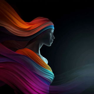 Ribbonlume Vector style, Midjourney V7: photographic portrait of female protagonist