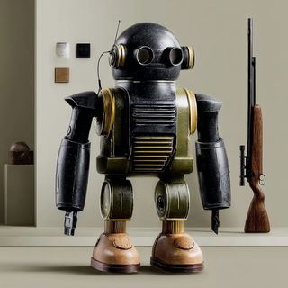 Sculptorider style, Midjourney V7: concept art character design of retropunk steam knight