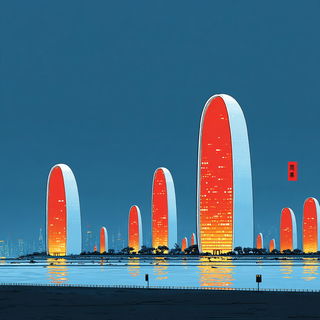 Red Sunspoke style, Midjourney V7: megacity with futuristic bioarchitecture