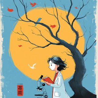 Red Sunspoke style, Midjourney V7: editorial illustration for popular scientific magazine cover