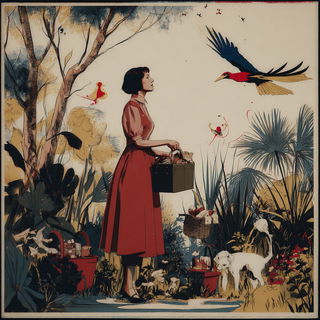 Tempergarden style, Midjourney V7: retro fairy-tale illustration