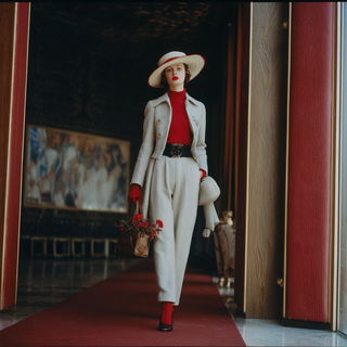 Tempergarden style, Midjourney V7: haute-couture fashion outfit