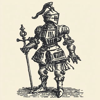Ashen Eye Canticle style, Midjourney V7: concept art character design of retropunk steam knight