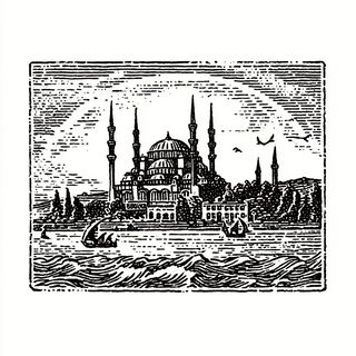 Ashen Eye Canticle style, Midjourney V7: bold minimalist logo design for Istanbul city municipal services