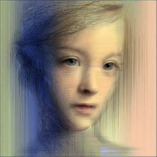 Ruinscan style, Midjourney V7: photographic portrait of female protagonist