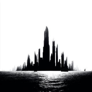 Inkwick Noctilith style, Midjourney V7: megacity with futuristic bioarchitecture