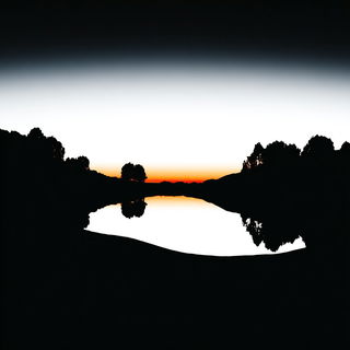 Inkwick Noctilith style, Midjourney V7: realistic landscape photograph of quiet dawn