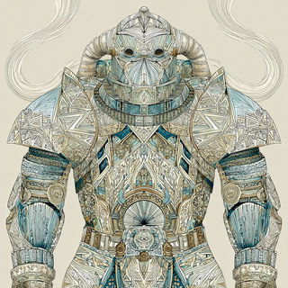 Cream Helix style, Midjourney V7: concept art character design of retropunk steam knight