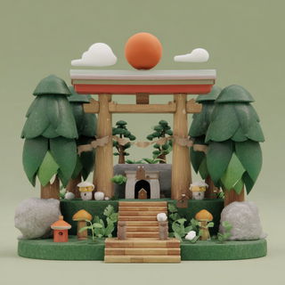 Terraced Toyworld style, Midjourney V7: abstract 3D render