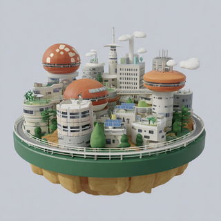 Terraced Toyworld style, Midjourney V7: megacity with futuristic bioarchitecture