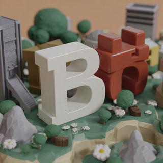Terraced Toyworld style, Midjourney V7: typographic composition with large letters