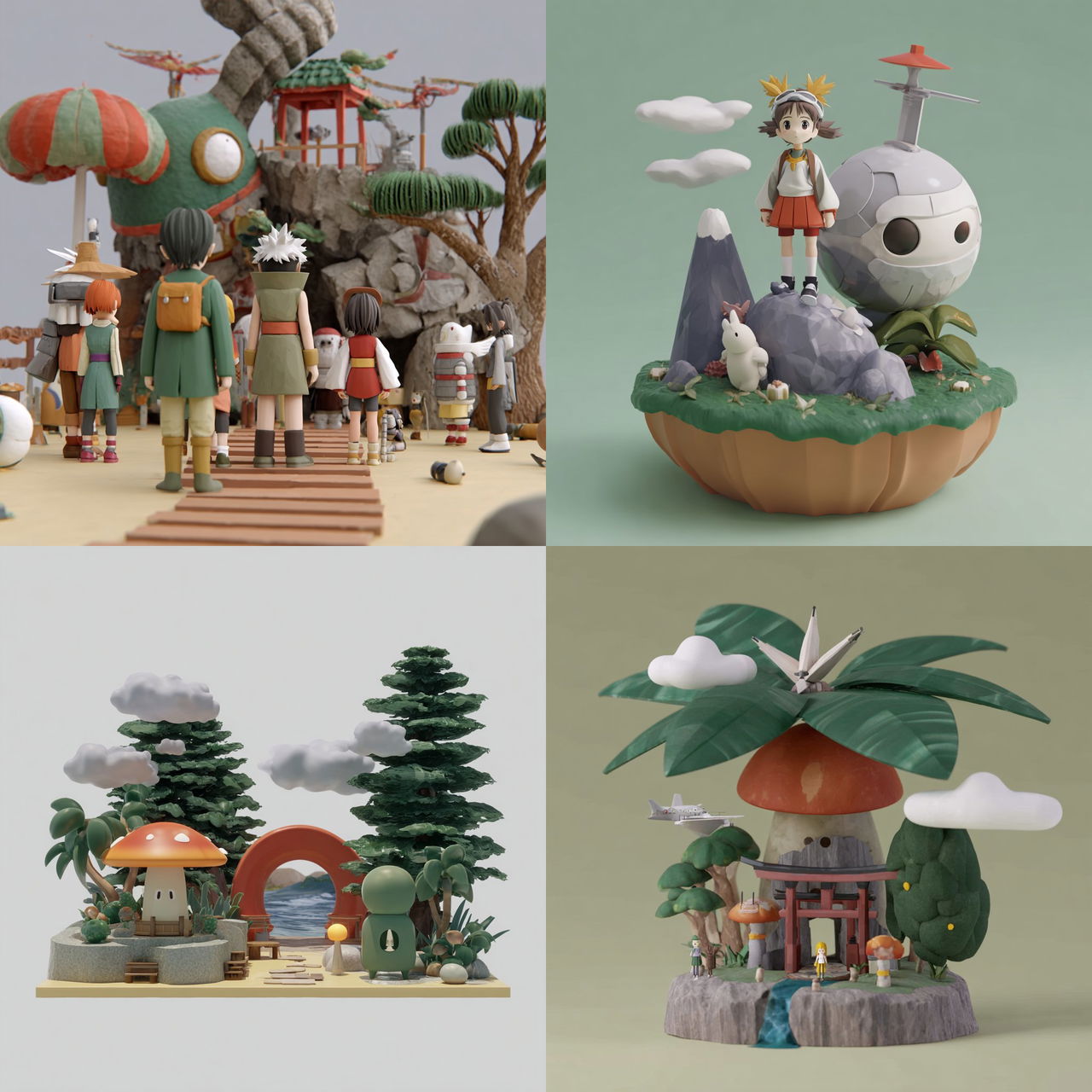 Terraced Toyworld style, Midjourney V7, render 1 of 4