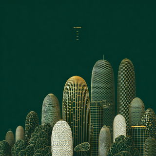 Giltglass Cosmography style, Midjourney V7: megacity with futuristic bioarchitecture