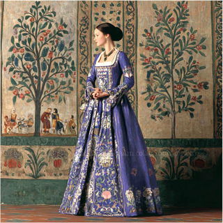 Floraloclasm style, Midjourney V7: haute-couture fashion outfit
