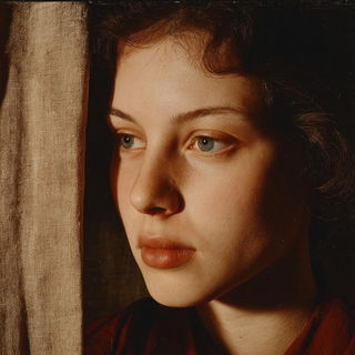 Umberside Quay Archive style, Midjourney V7: photographic portrait of female protagonist