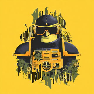 Inkcastle Puppetry style, Midjourney V7: concept art character design of retropunk steam knight