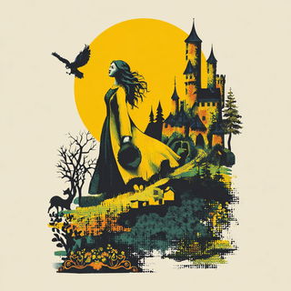 Inkcastle Puppetry style, Midjourney V7: retro fairy-tale illustration