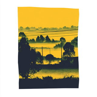 Inkcastle Puppetry style, Midjourney V7: realistic landscape photograph of quiet dawn