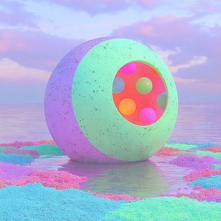 Chromabungalow style, Midjourney V7: abstract 3D render