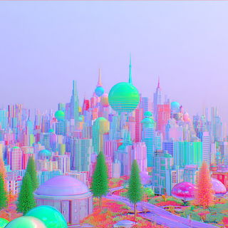 Chromabungalow style, Midjourney V7: megacity with futuristic bioarchitecture