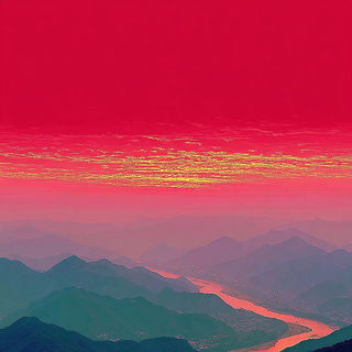 Goldfiligree Ravinement style, Midjourney V7: realistic landscape photograph of quiet dawn