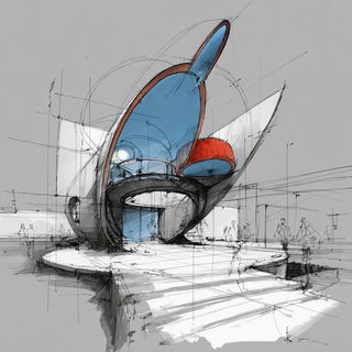 Ruincantilever style, Midjourney V7: abstract 3D render