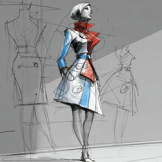 Ruincantilever style, Midjourney V7: haute-couture fashion outfit
