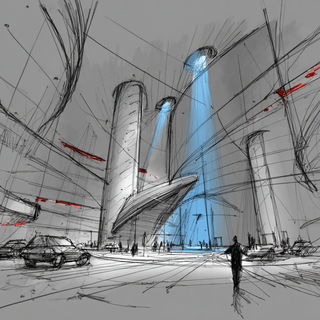 Ruincantilever style, Midjourney V7: cinematic shot from sci-fi movie