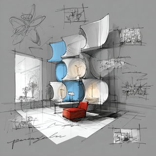 Ruincantilever style, Midjourney V7: creative pattern composition