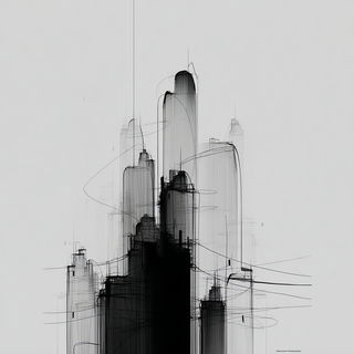 Inkveil style, Midjourney V7: megacity with futuristic bioarchitecture