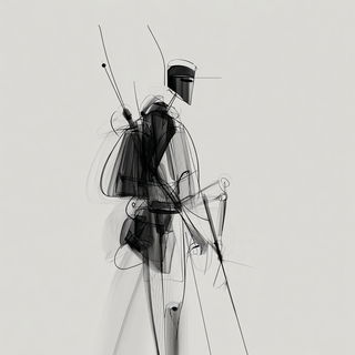 Inkveil style, Midjourney V7: concept art character design of retropunk steam knight