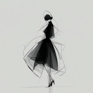 Inkveil style, Midjourney V7: haute-couture fashion outfit