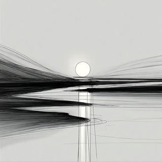 Inkveil style, Midjourney V7: realistic landscape photograph of quiet dawn